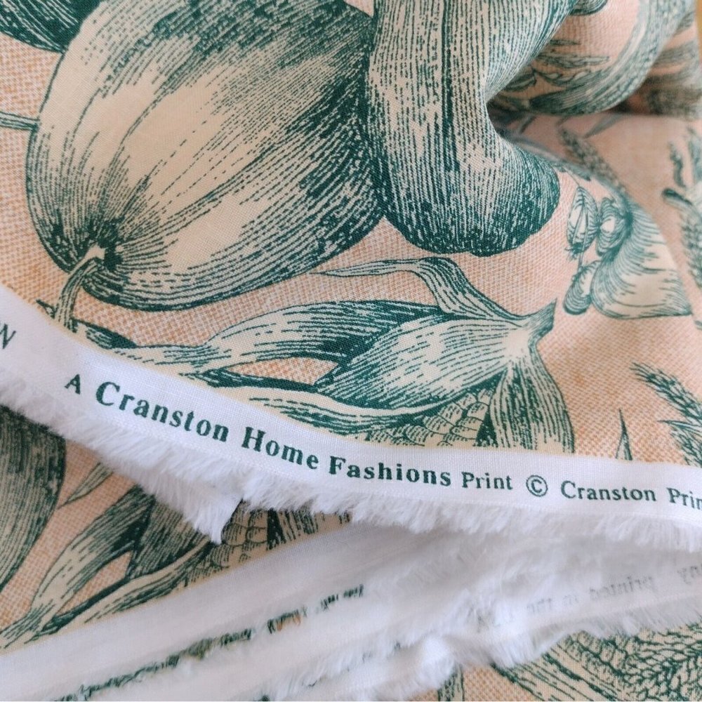 Cranston Home Fashions Fabric Fall Harvest Vegetables Tan Green 5.44 Yds X 60" W - Picture 4 of 4